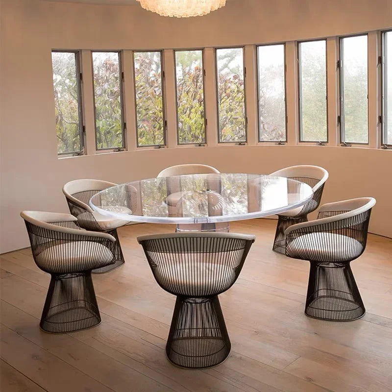 High-end stainless steel dining chair single sofa chair designer home living room wrought iron balcony