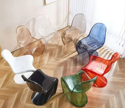 Elegant Clear Plastic Chair with Acrylic Backrest for Living Room Dining Stylish S Shaped Transparent Plastic Dining Stool
