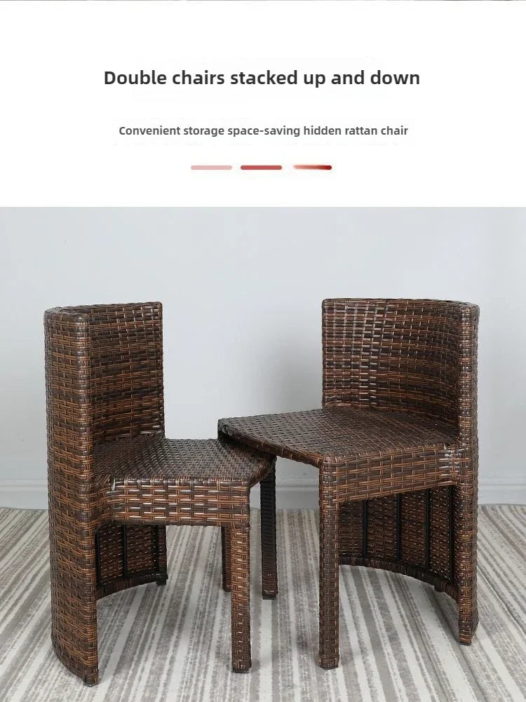 Balcony courtyard leisure table and chair combination rattan chair three piece set tea imitation rattan chair tea table