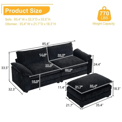 121 Inch Cloud Couch Comfortable Modular Sectional Sofa For Living Room Modern Linen 3-seat Convertible Loveseat Sofa Apartment