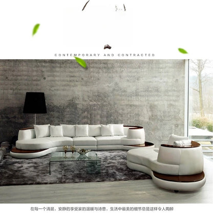 First layer cowhide sofa, creative curved leather sofa combination