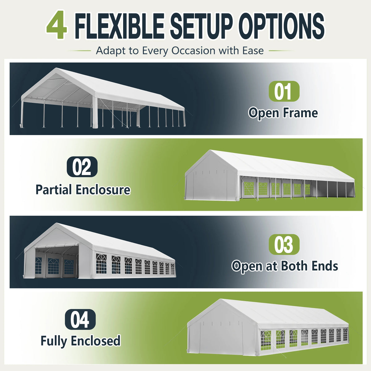 20x60FT Large Outdoor Event Tent Heavy Duty White Party Canopy Double Doors 18 PVC Windows Waterproof Steel Frame For Banquet Wedding Market