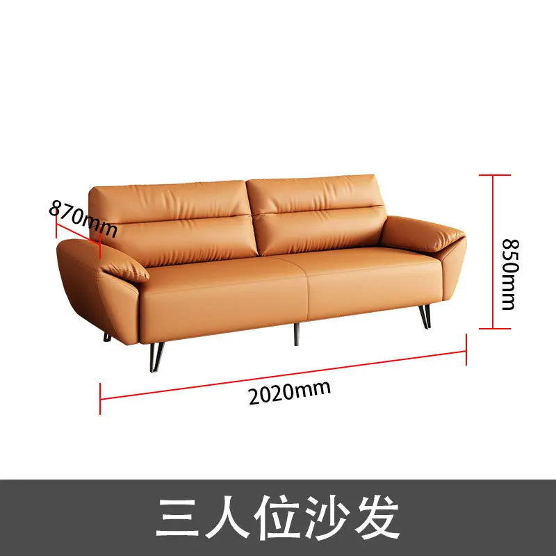 Simple modern business, light luxury leather three-person sofa