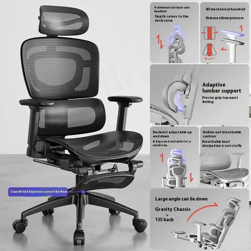 Ergonomic Office Chair with Lumbar Support Adjustable 3D Armrests Recline Tilt Function Mesh Seat for Home Office