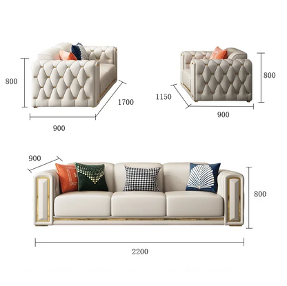 Luxury Design Sectional 1 2 3 Seater Leather Tufted Sofa Set Modern U Shape Living Room Furniture