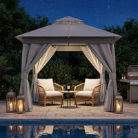 Outdoor Gazebo 8'x8' Heavy Duty Tent with Double Roofs, Mosquito Nettings Privacy Screens for Backyard Garden Deck, Customized