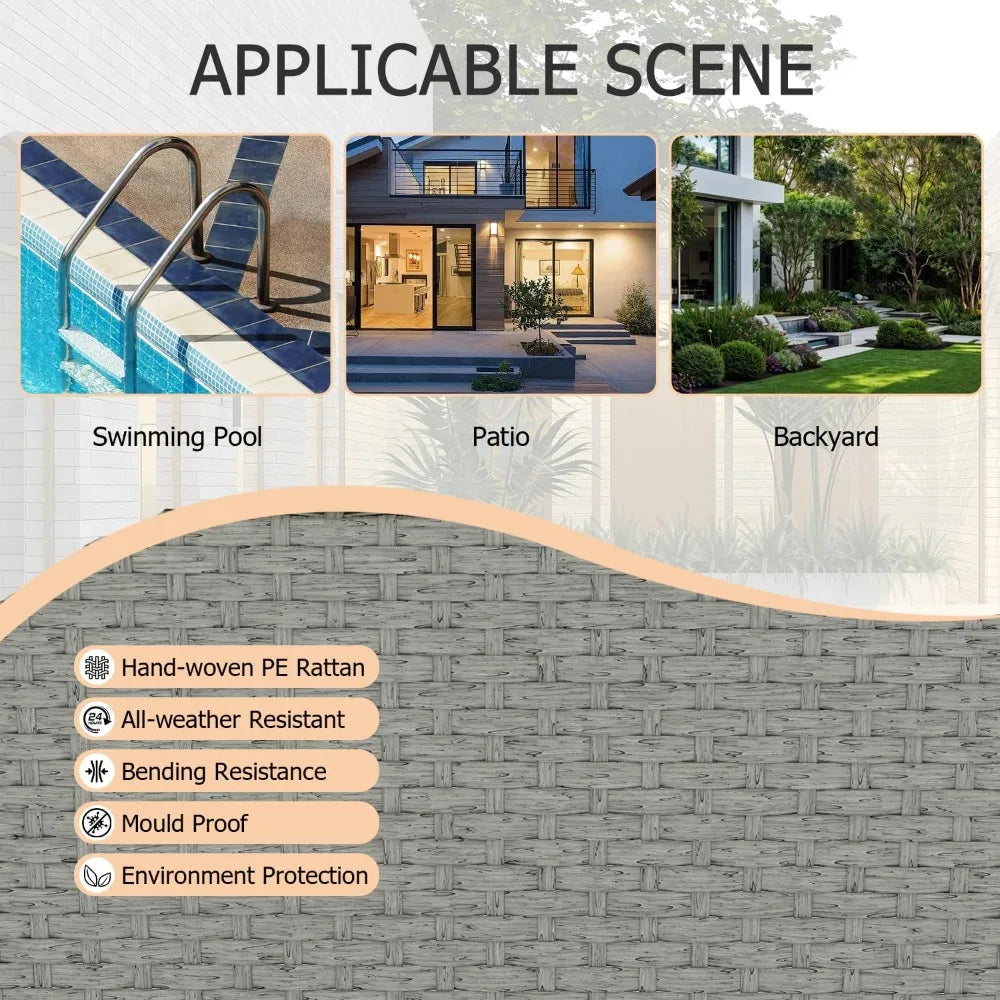 Aluminum Outdoor Sofa,4 Seats Modern Patio Furniture Set,Sectional Sofa Conversation Set with Coffee Table