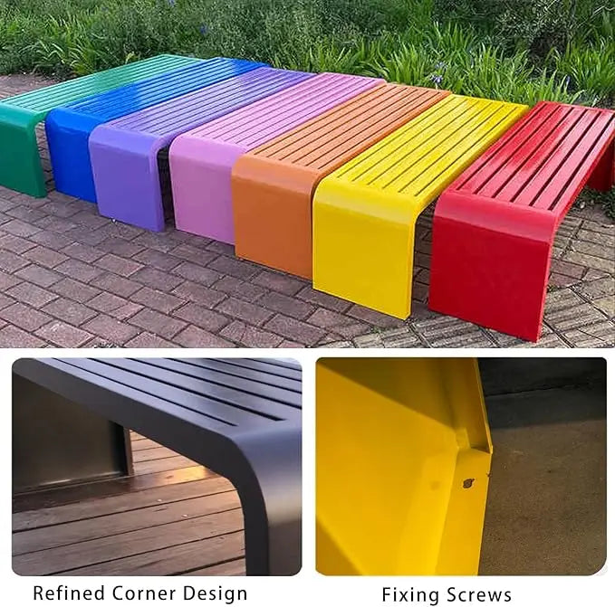 Banc extérieur moderne en acier inoxydable, siège de parc de jardin en métal robuste, banc de parc public Durable pour sièges de rue urbains