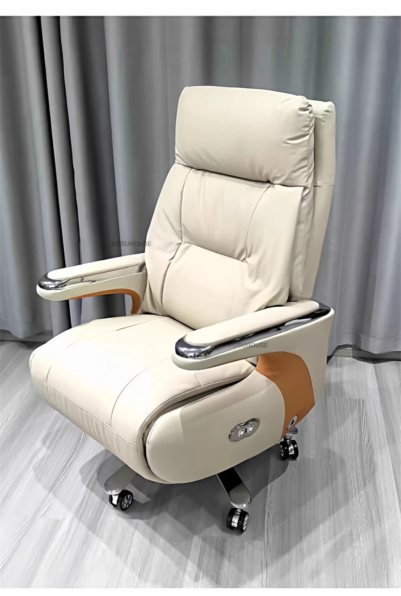 Electric Reclining Office Chairs European Bedroom Furniture Nordic Leather Executive Computer Armchair Home Ergonomic Desk Chair