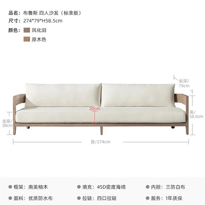 Italian Style Simplicity Waterproof and Sunscreen Garden Sofas Teak Modern Garden Sofas Designer Outdoor Furniture Divano HBOS