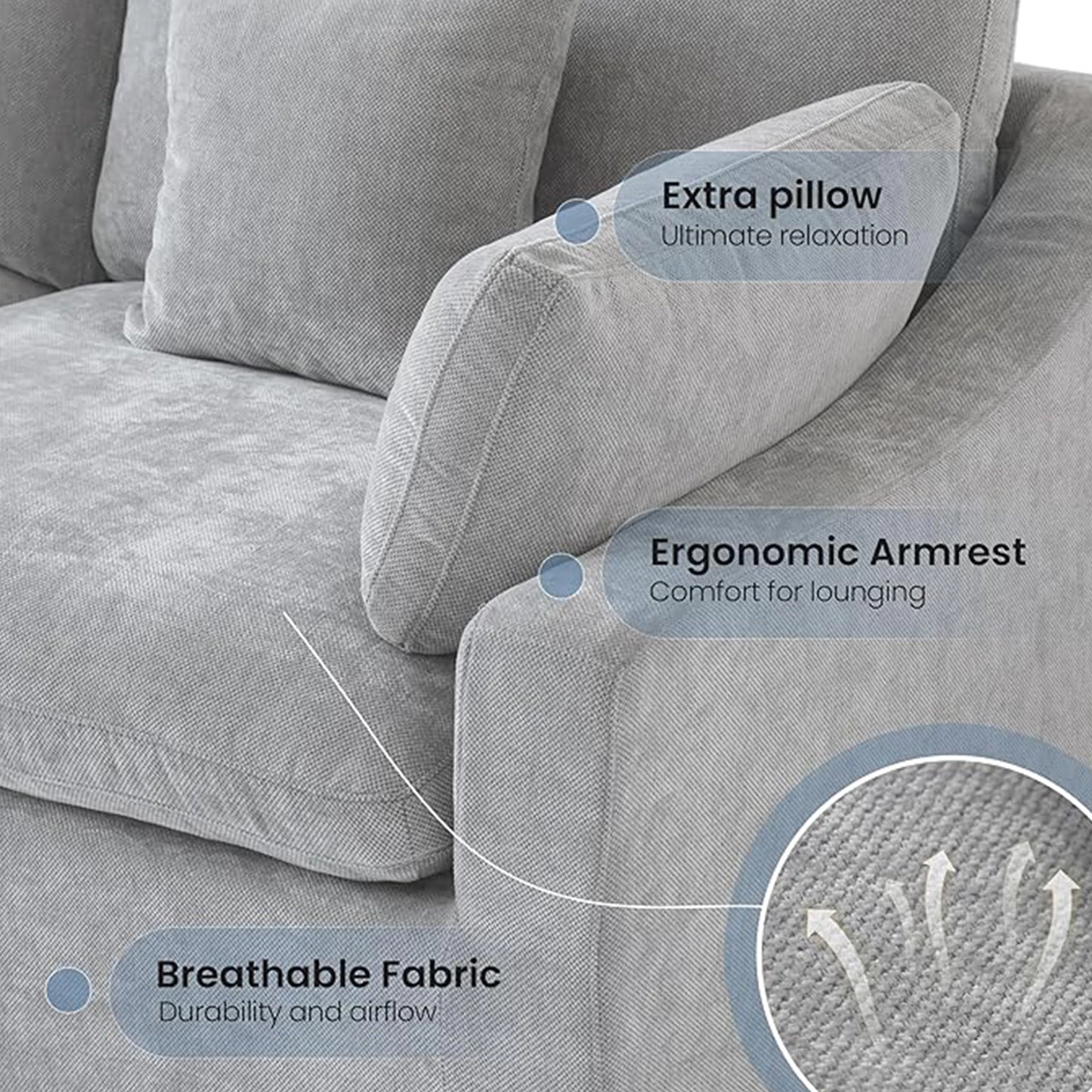 Modular Sectional Sofa for Living Room 160" Cloud Couch Down Filled U Shaped Couch with Ottoman Modern 6 Seater Convertible Sofa