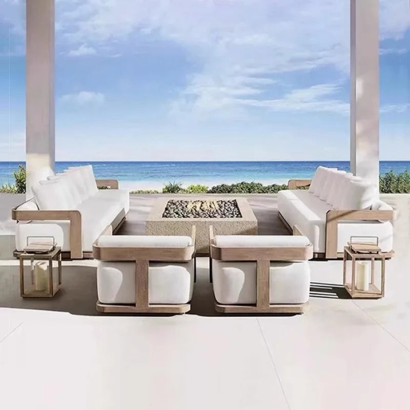 New Design Morden Outdoor Patio Furniture Sofa Set All Weather Waterproof Fabric Aluminum Sofa