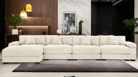 (UUX)155" Oversized Modular Sofa, Corduroy Cloud Couch Sectional with L Shape Chaise and 12 Throw Pillows, Upholste UQ