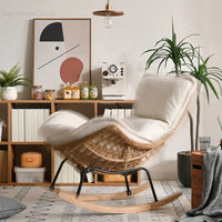 Modern Rattan Living Room Chairs Leisure Lazy Back Sofa Home Lounge Chair Outdoor Balcony Rocking Chair Living Room Furniture