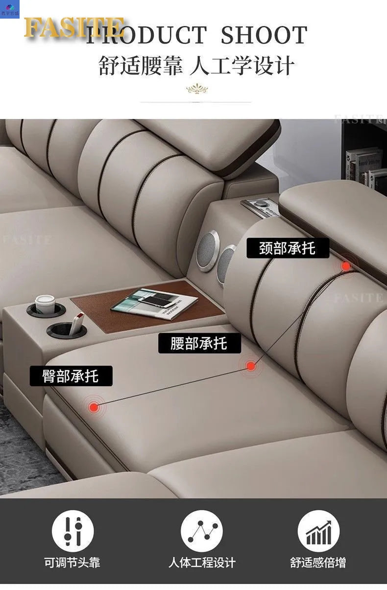 Luxury First-Layer Sofa Classic Light Living Room Size Princess Apartment Straight Row Home Combination