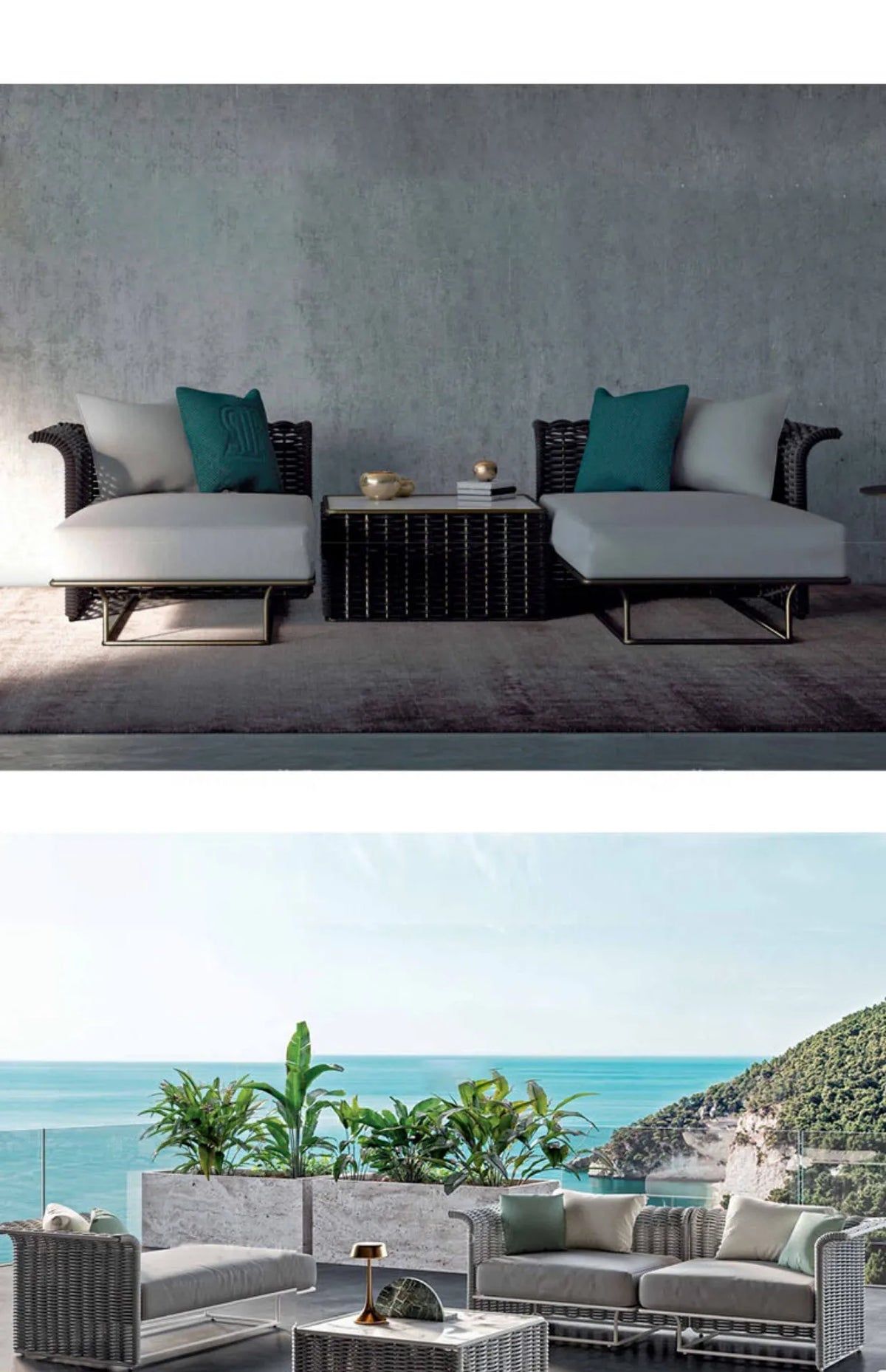 Outdoor sofa courtyard terrace simple rattan sofa waterproof sunscreen balcony rattan chair furniture