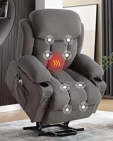 MAHOMICO Recliner Chair Oversized Swivel Rocker with Vibration Massage & Lumbar Heating, 360° Swivel, USB Charging Port
