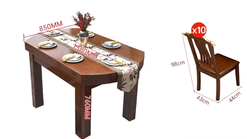 CL all solid wood dining table and chair combination rectangular telescopic folding variable small apartment household dining