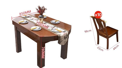 CL all solid wood dining table and chair combination rectangular telescopic folding variable small apartment household dining