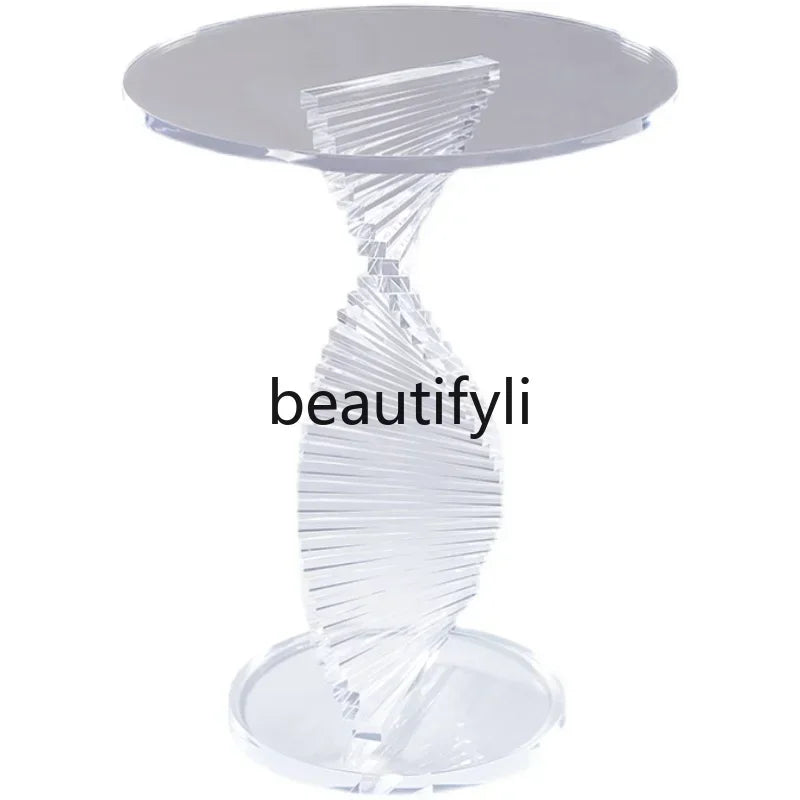xzzSimple modern style small round table Nordic light luxury transparent corner few acrylic sofa side table