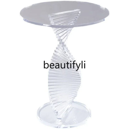 xzzSimple modern style small round table Nordic light luxury transparent corner few acrylic sofa side table