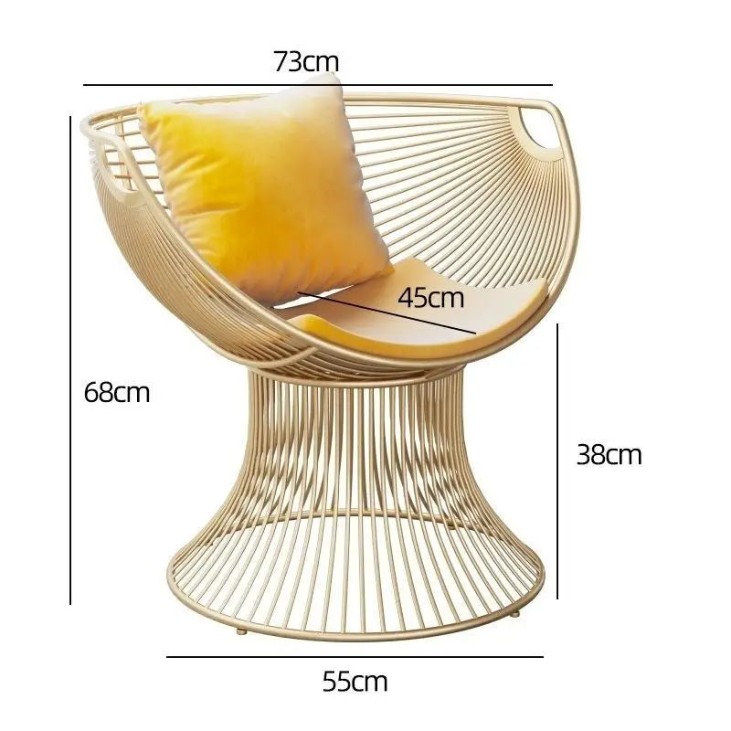 High-end stainless steel dining chair single sofa chair designer home living room wrought iron balcony