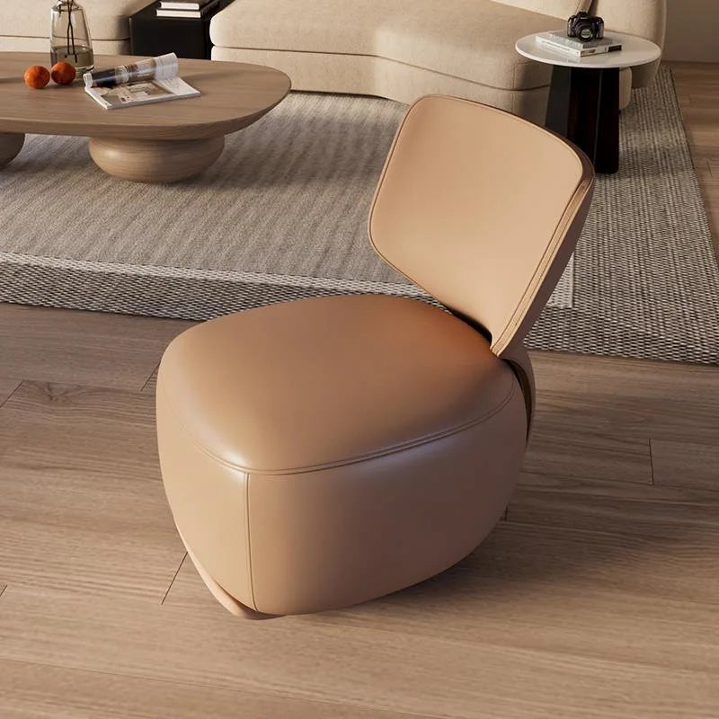 Log sofa chair Nordic living room single chair Fabric low stool Balcony casual back chair