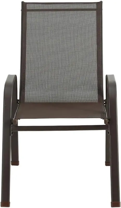 Set of 6 Outdoor Dining Chairs Stackable Patio Deck Chair, Lounge Garden Furniture Seating Backyard Indoor, Steel Textile Fabri