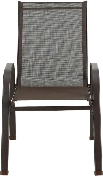 Set of 6 Outdoor Dining Chairs Stackable Patio Deck Chair, Lounge Garden Furniture Seating Backyard Indoor, Steel Textile Fabri