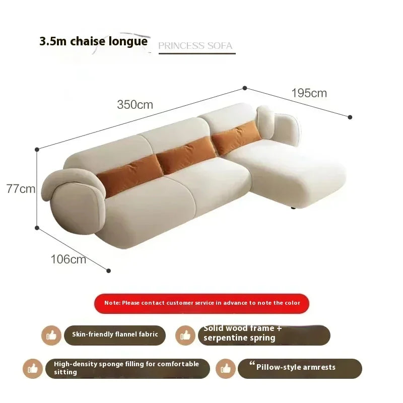 White Technology Cloth Sofa Set Modern King Size Foam Sponge Tatami Couch Large Reading Design Soft Big Bank Bedroom Furniture