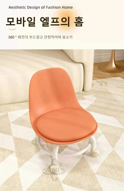 Household Backrest Pulley Low Stool Waist Protection 360 Degree Rotating Versatile Round Stools Modern Simple Universal Wheel