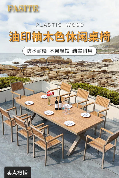 Courtyard table and chair outdoor balcony waterproof and sunscreen garden outdoor leisure table and chair combination