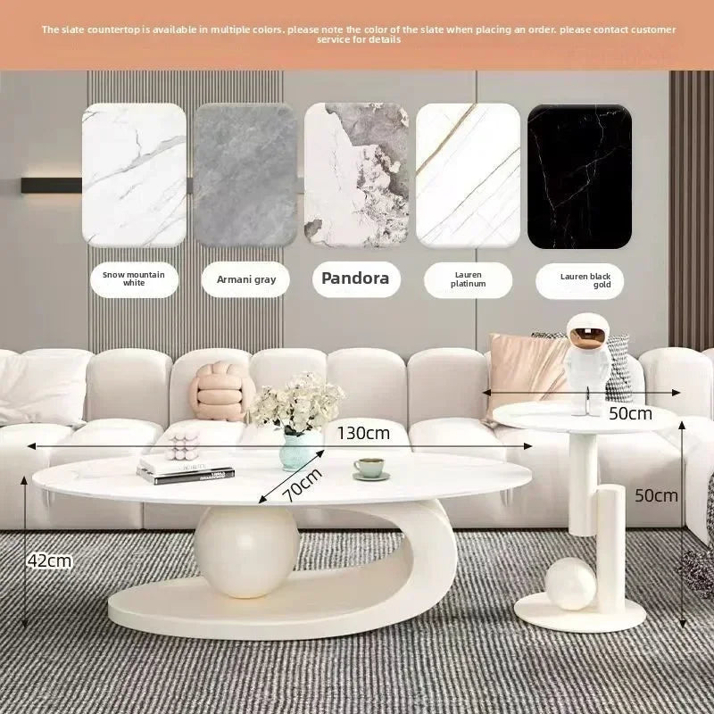 Bright Oval Coffee Tables for Tea Room Italian Rock Slab Easy To Clean Side Table Luxury Tables for Living Room a