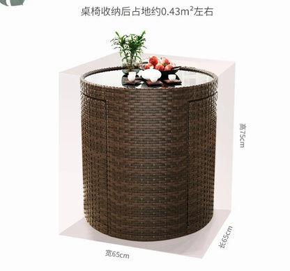 Rattan Garden Furniture Sets Balcony Home Table Chairs Storage Leisure Table and Chair Three-piece Set Outdoor Patio Combination