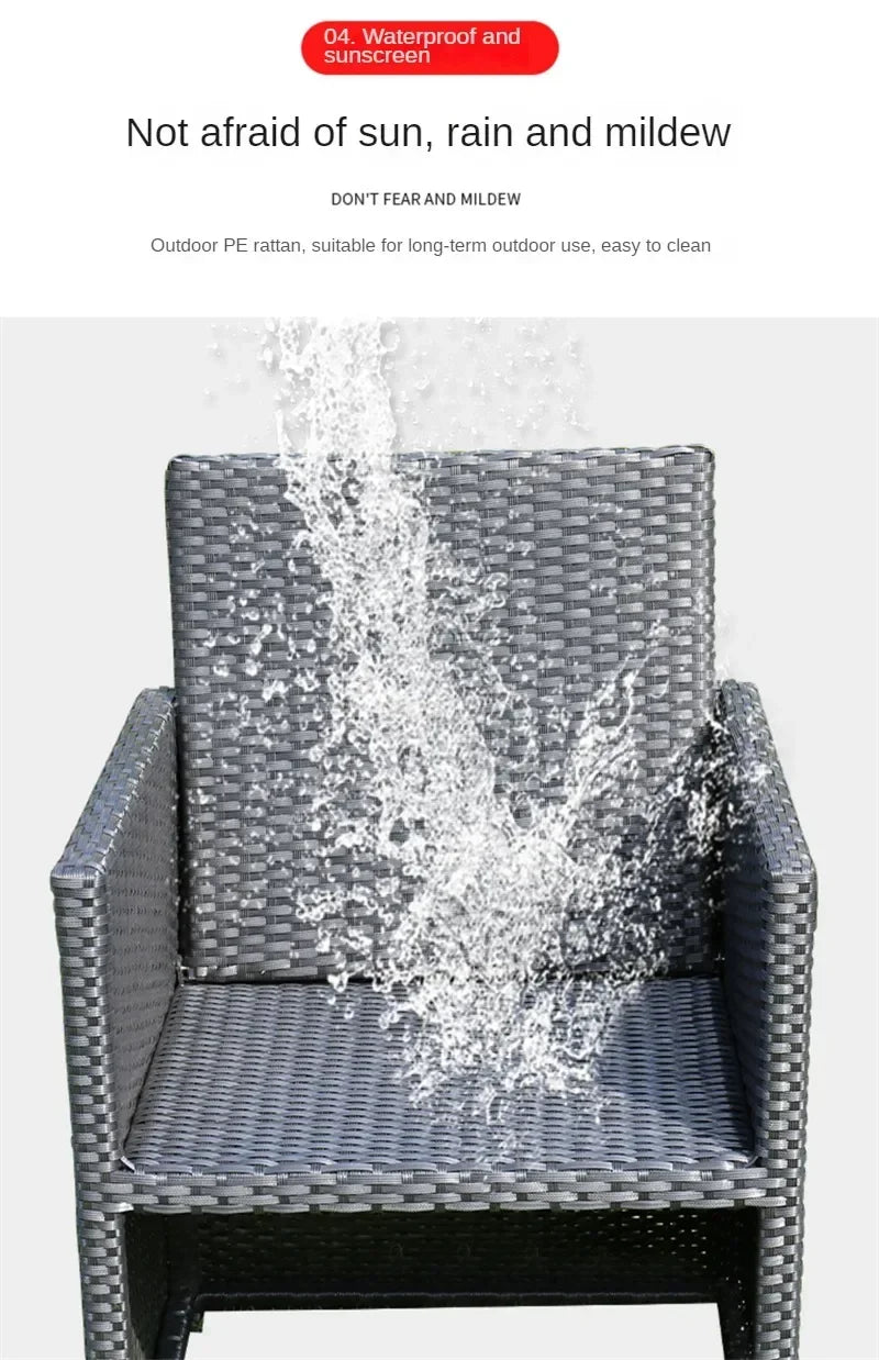 Outdoor Table Chairs Patio Rattan Furniture Set Italian Leisure Open-air Garden Furniture Sets Waterproof and Sun-proof Armchair