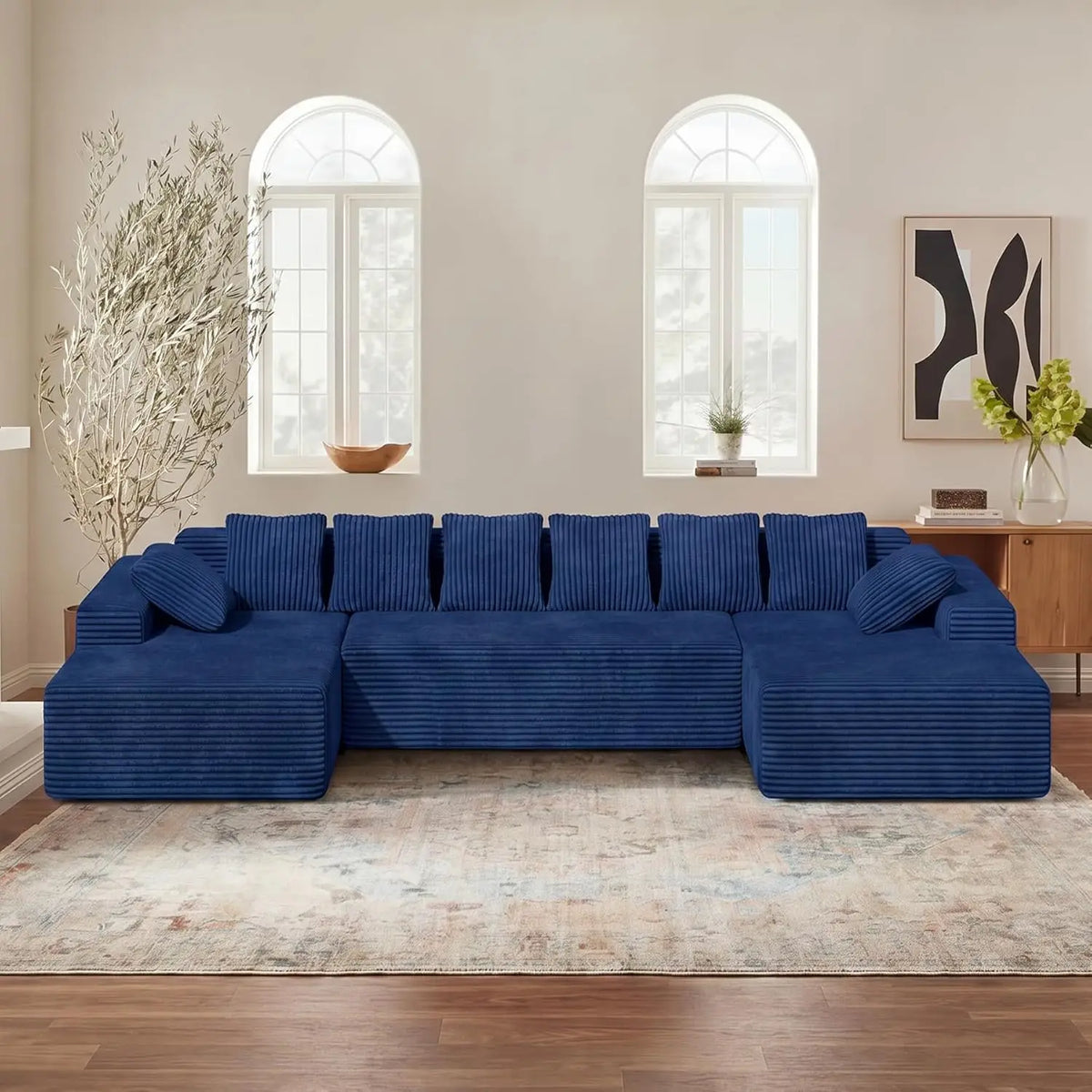 131'' Oversized Boneless Cloud Couches with Chaise, Deep Seat U Shaped Modular Sectional Sofa for Living Room 1PCS,, Customized