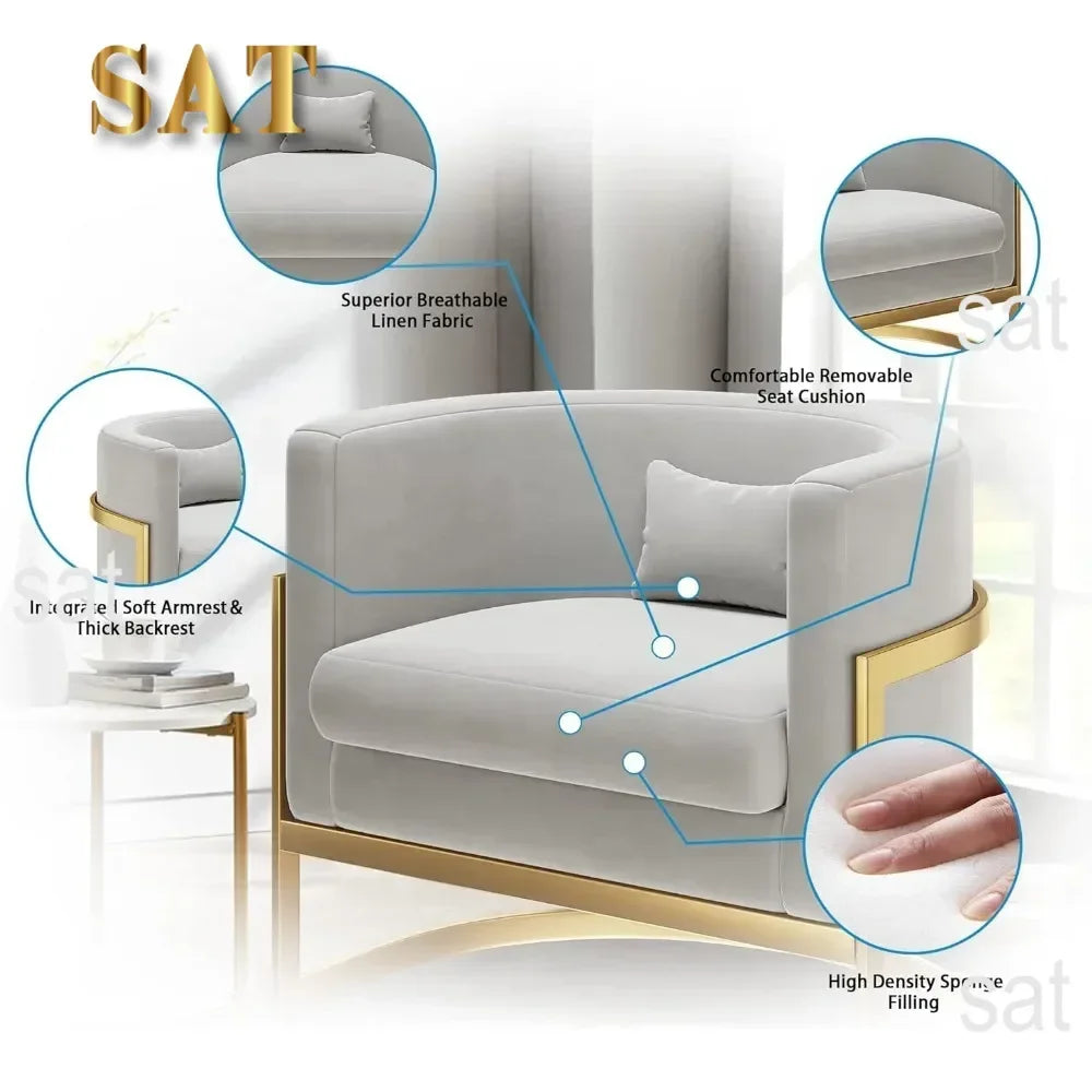 v Living Room Chair, Modern Gray Velvet Bucket Shaped Special Chair, Soft Padded Armchair, Bedroom Single Person Sofa