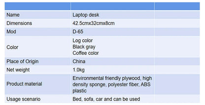 Mumucc Wooden Suspended Bed Study Table, Portable 15 Inch Laptop Desk With Handle, Sponge Cushion AND ABS Slot,Black,Khaki,Brown