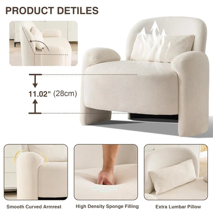 Oversized Accent Chair, Modern Linen Fabric Lounge Armchair for Living Room, Upholstered Comfy Reading Single Sofa, Customized
