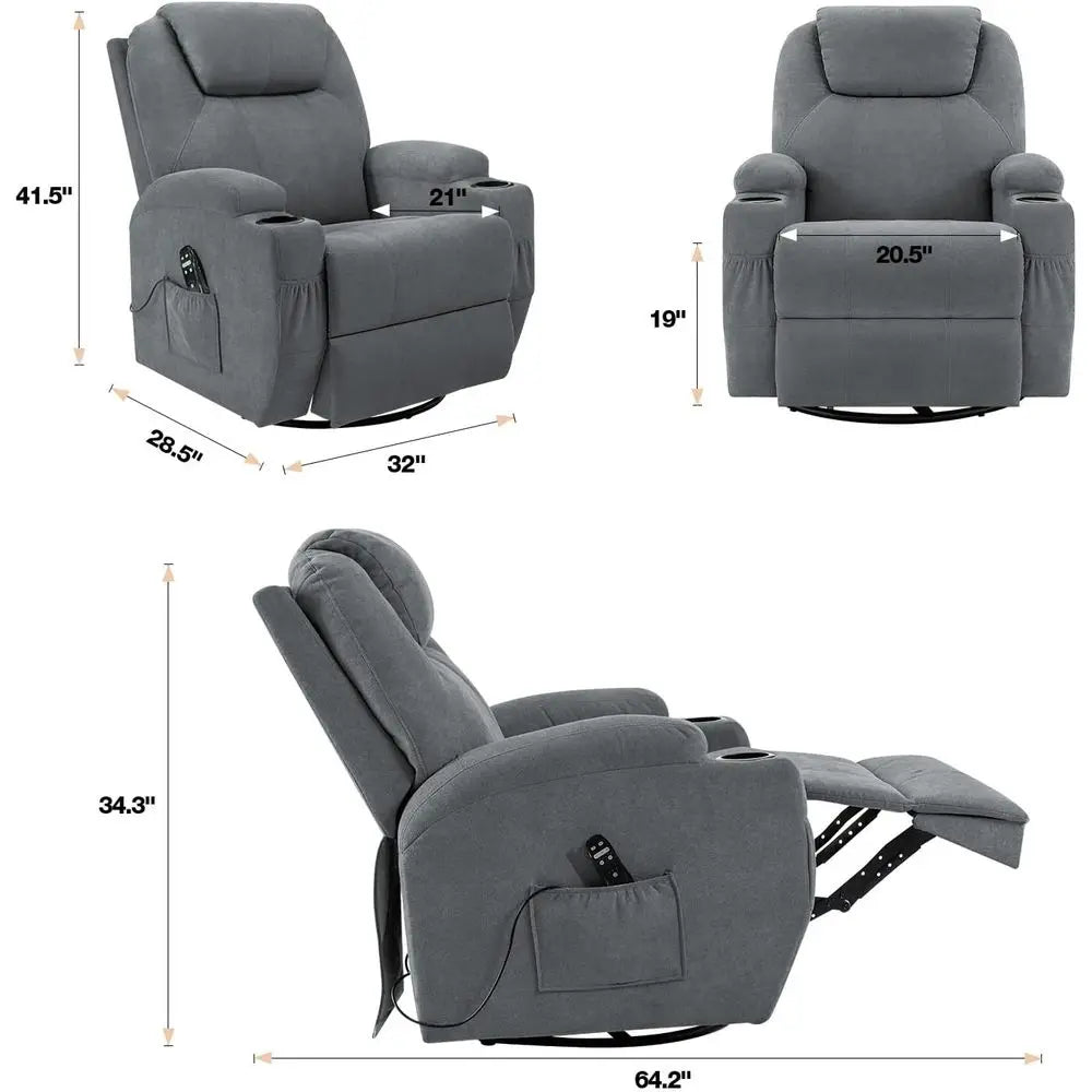 Dual Motor Power Lift Recliner for Elderly Adults with Heat Massage Lay Flat Feature Wireless Remote Cup Holder Customizable
