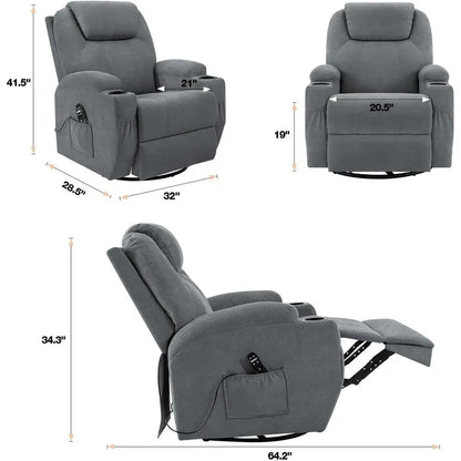Dual Motor Power Lift Recliner for Elderly Adults with Heat Massage Lay Flat Feature Wireless Remote Cup Holder Customizable