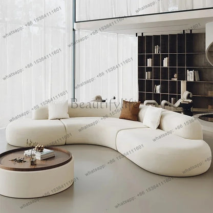 L-shaped corner curved special-shaped sofa small apartment beauty salon hotel office lobby lounge area reception