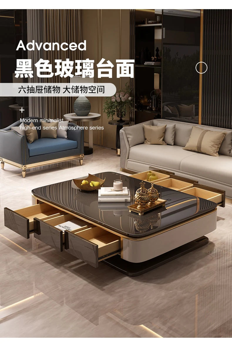 Light luxury large coffee table microcrystalline stone modern living room marble coffee table