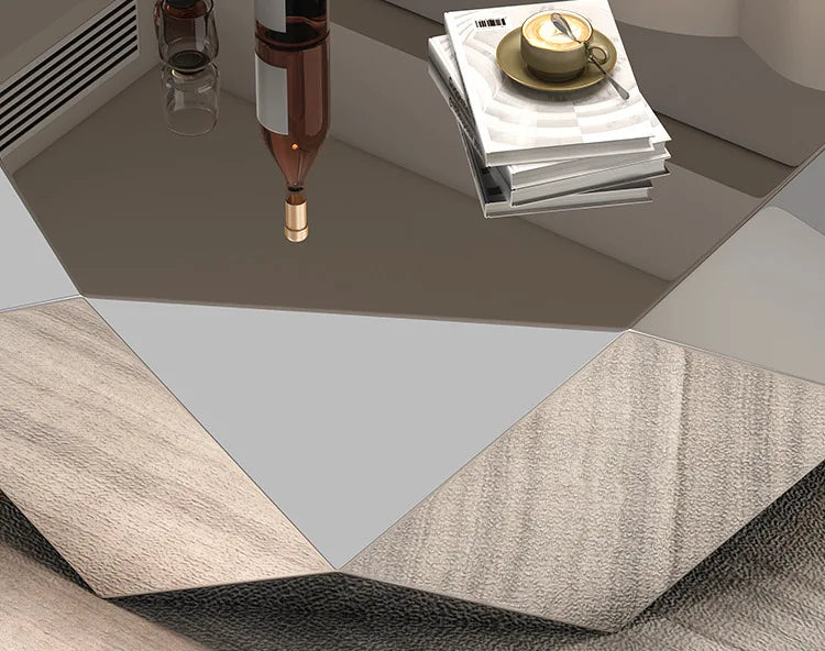 High-end living room home designer light luxury modern minimalist special-shaped stainless steel diamond coffee table