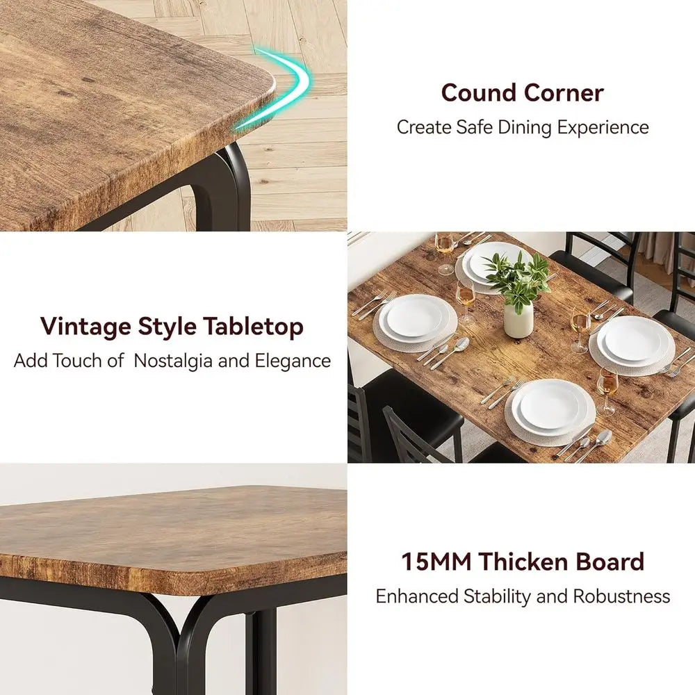 Kitchen Dining Room Table Chair Set for Small Space, Modern Dinette Set for 4, Square Dinner Table Set for Dinette, Breakfast, V