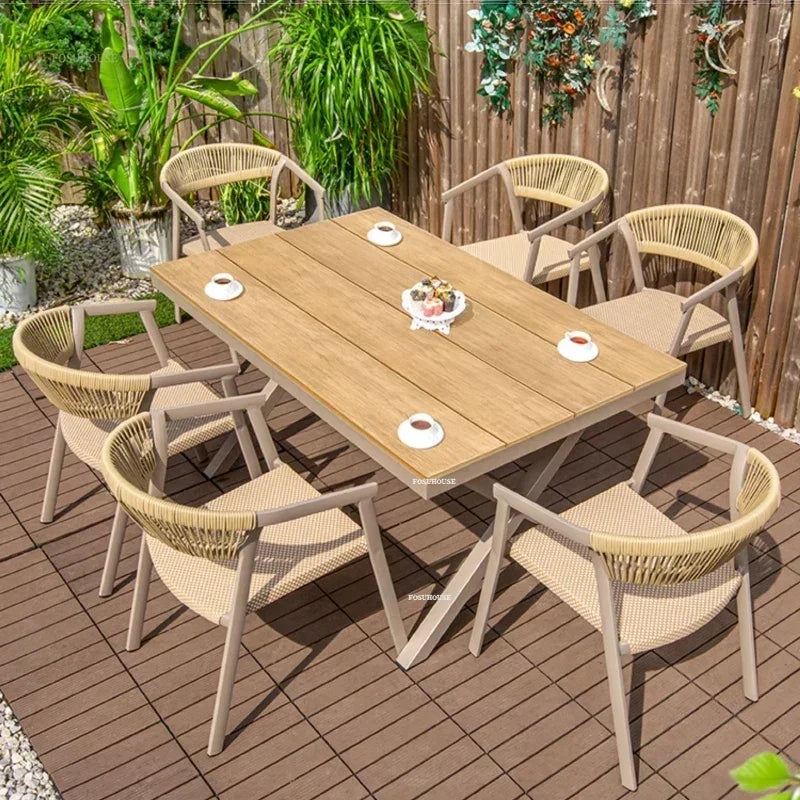 Outdoor Garden Furniture Sets Waterproof Open-air Balcony Aluminum Alloy Chair Outdoor Furniture Sets Courtyard Table and Chair