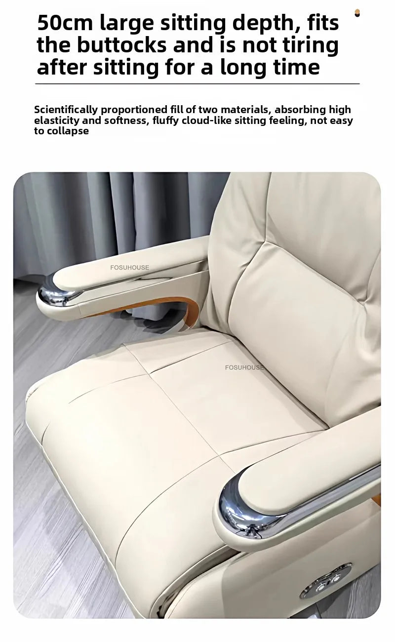 Electric Reclining Office Chairs European Bedroom Furniture Nordic Leather Executive Computer Armchair Home Ergonomic Desk Chair