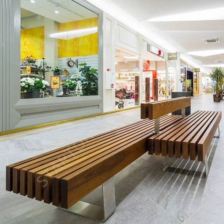 Mode belle chaise longue banc de parc public centre commercial banc en bois