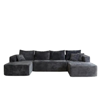 Modern U-Shaped Sectional Sofa with Ottoman, Deep Seat Corner Couch, No Assembly Required for Living Room Comfort