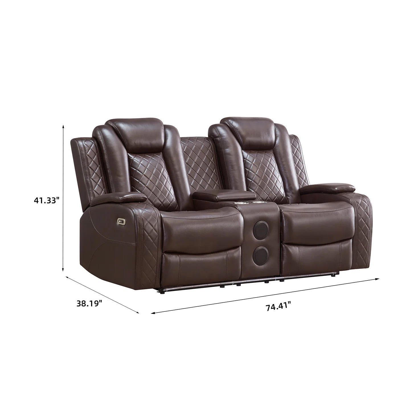 Power Reclining Sofa Couch with Wireless Charger 3 Seaters Recliner  Reading Light Leather Bluetooth Speaker Theater Seating LED